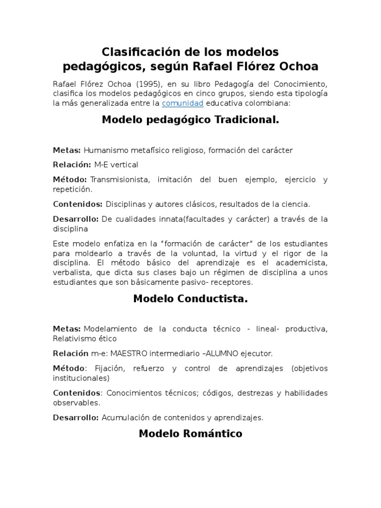 Clasificación de Los Modelos Pedagogicos | PDF | Constructivismo ...