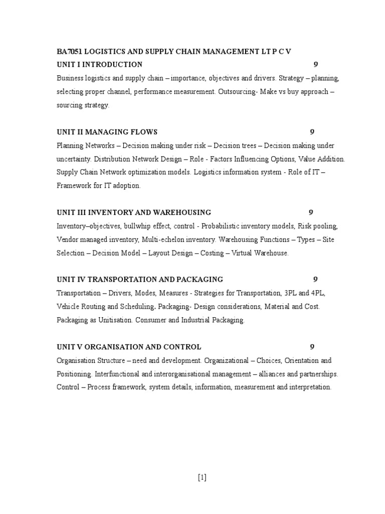 Logistics and Supply Chain Overview | PDF | Supply Chain Management ...
