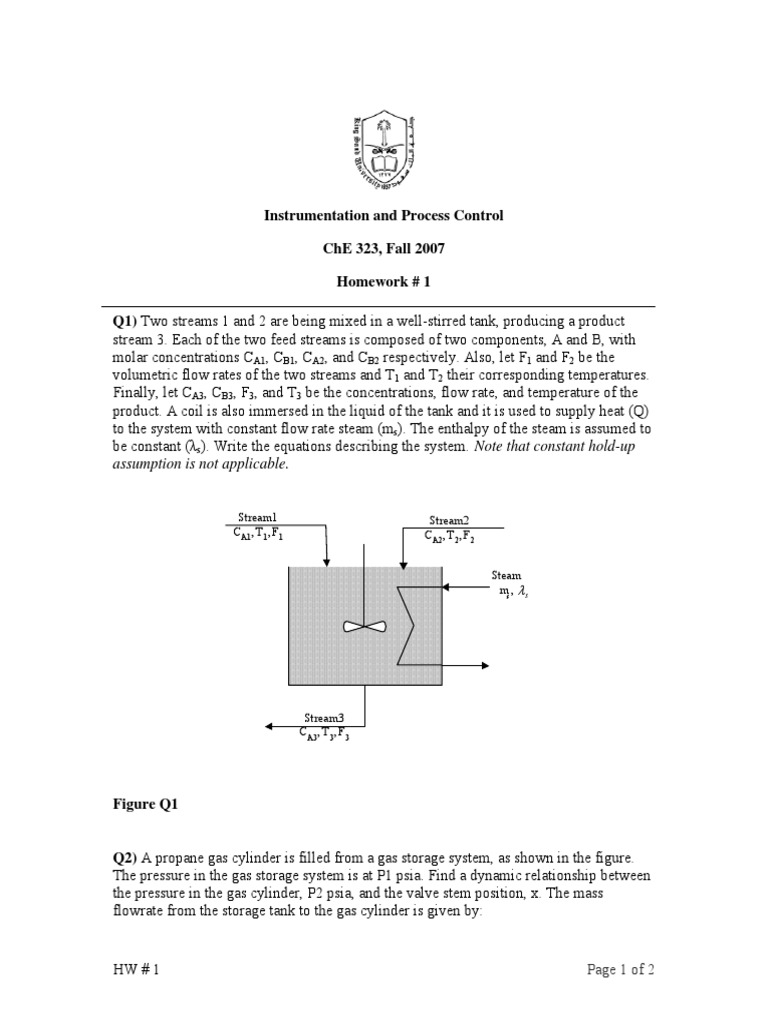 Process Control Homework | PDF