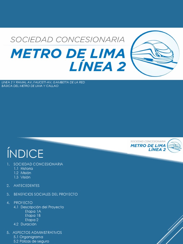 Línea 2 del Metro de Lima: Proyecto y Beneficios | PDF | Tránsito ...