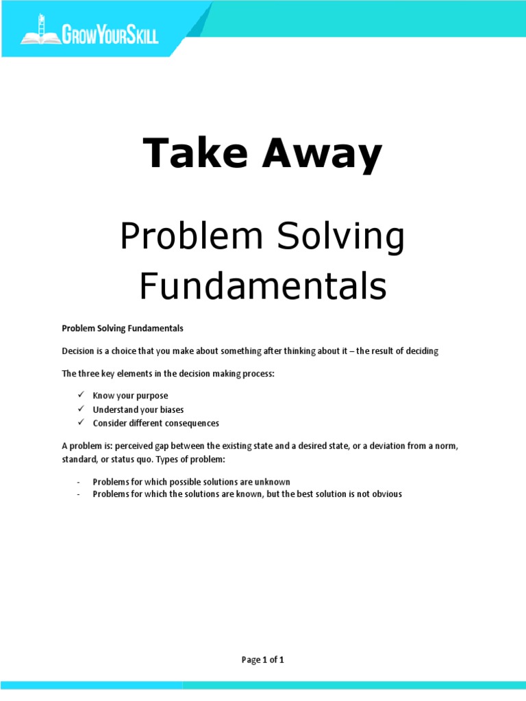Problem Solving Fundamentals | PDF