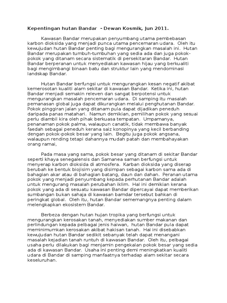 Kepentingan Hutan Bandar Pdf