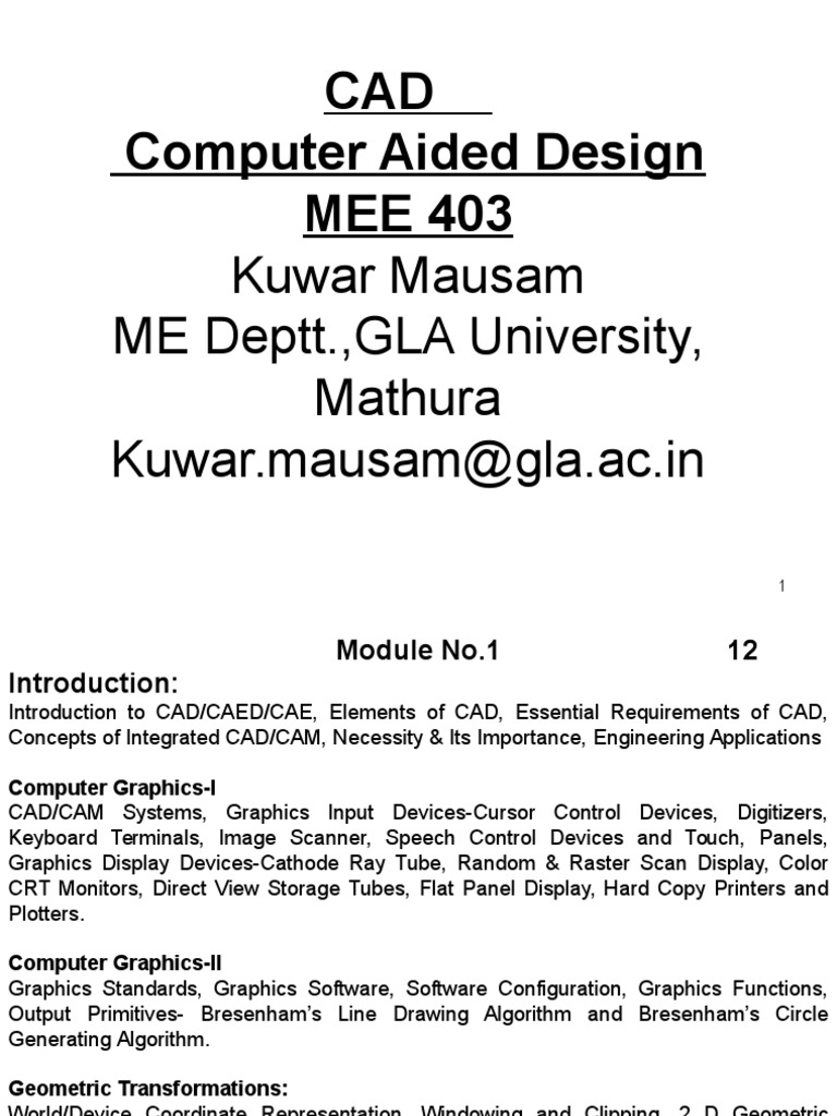 CAD Module Overview and Applications | PDF | Liquid Crystal Display ...