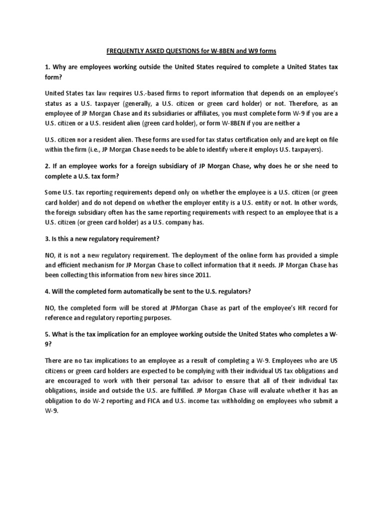 W8ben W9 Faq English PDF PDF Permanent Residence United States 