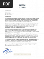 Greitens Campaign Letter On Debates/Tax Returns 10/4/16