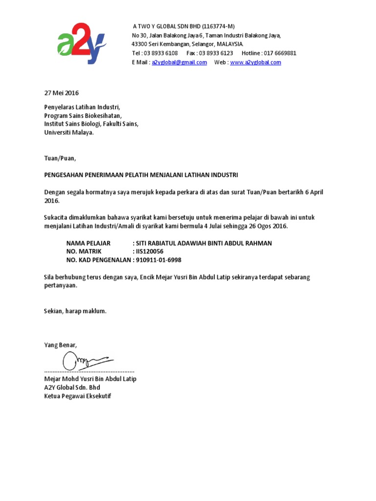 Surat Pengesahan Intern Pdf