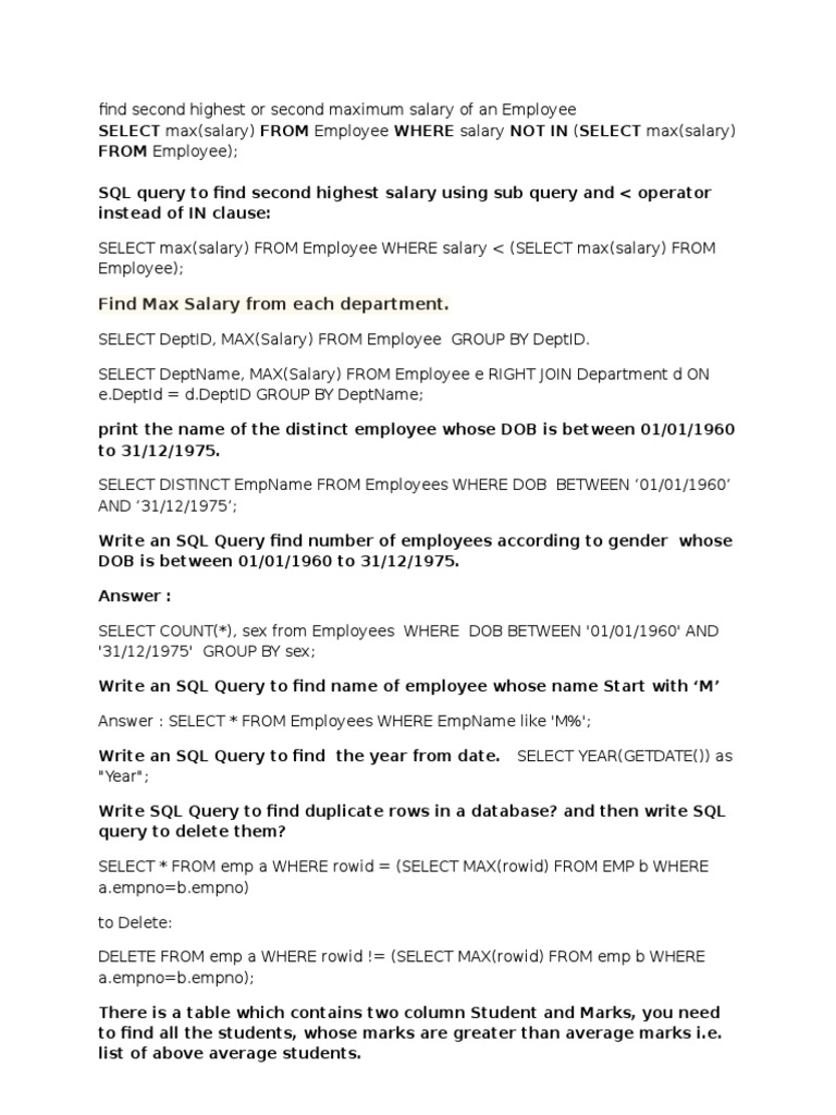 find-second-highest-or-second-maximum-salary-of-an-employee-pdf