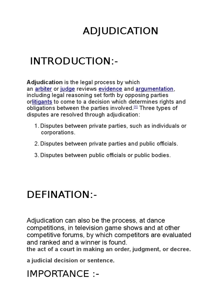 Adjudication Adjudication Civil Law Law)