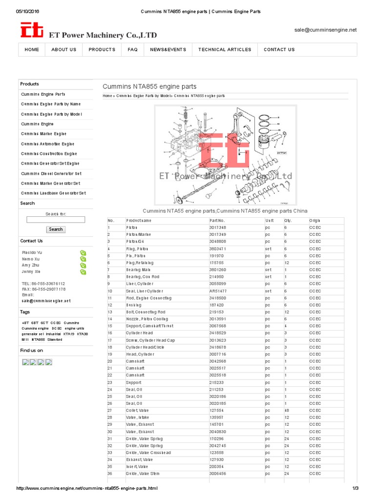 CUMMINS NTA855 PARTS CATALOG PDF FREE DOWNLOAD visual data 2