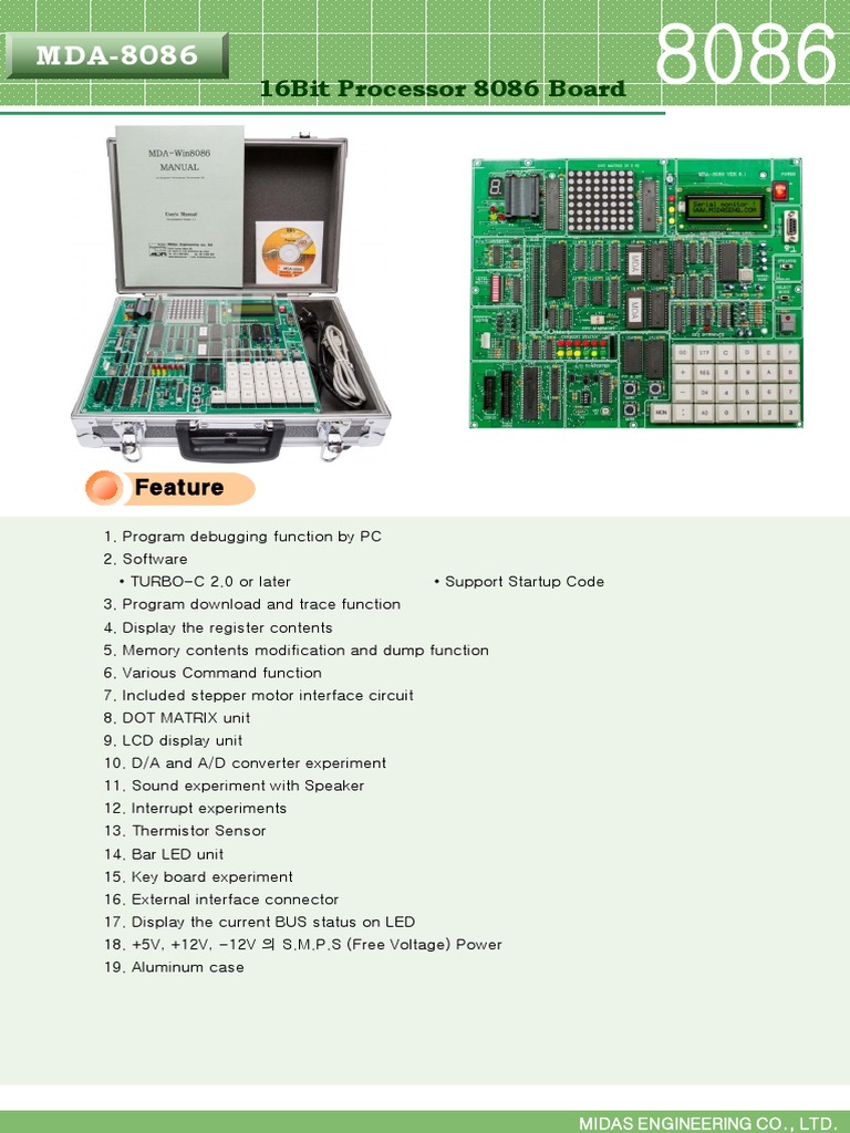 MDA 8086 Microprocessor Kit Overview | PDF | Business | Computers