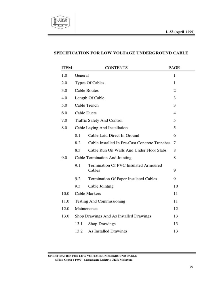 L s3 Low Voltage Underground Cable | PDF | Cable | Insulator (Electricity)