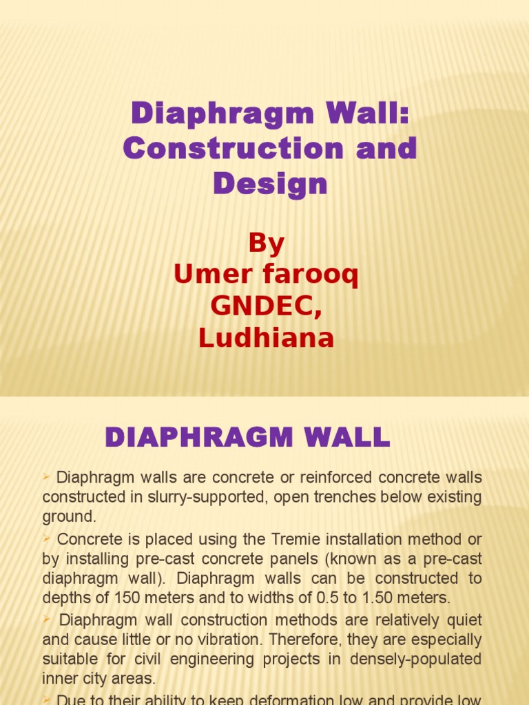Diaphragm Wall Construction and Design Guide | PDF | Structural ...