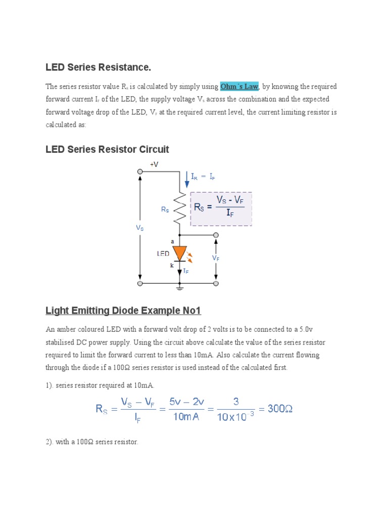 LED Series Resistance Light Emitting Diode Series And Parallel Circuits