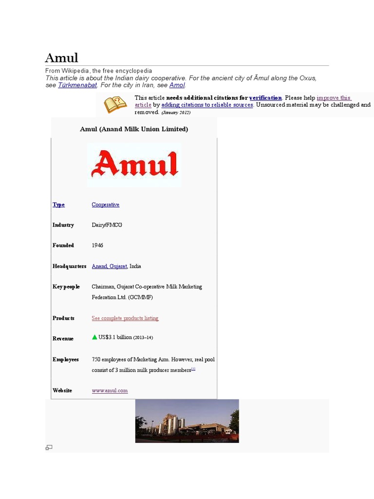 Amul Wikipidia | PDF | Dairy | Dairy Products