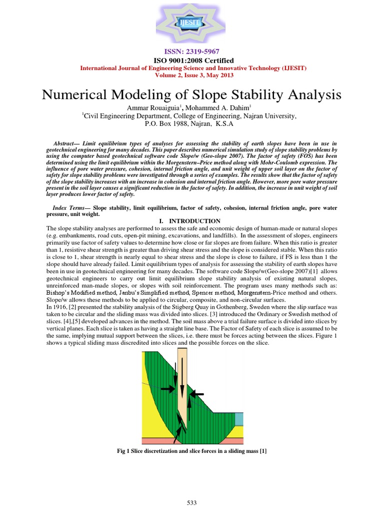 Ammar Mohammed 2013, Numerical Modeling of Slope Stability Analysis ...