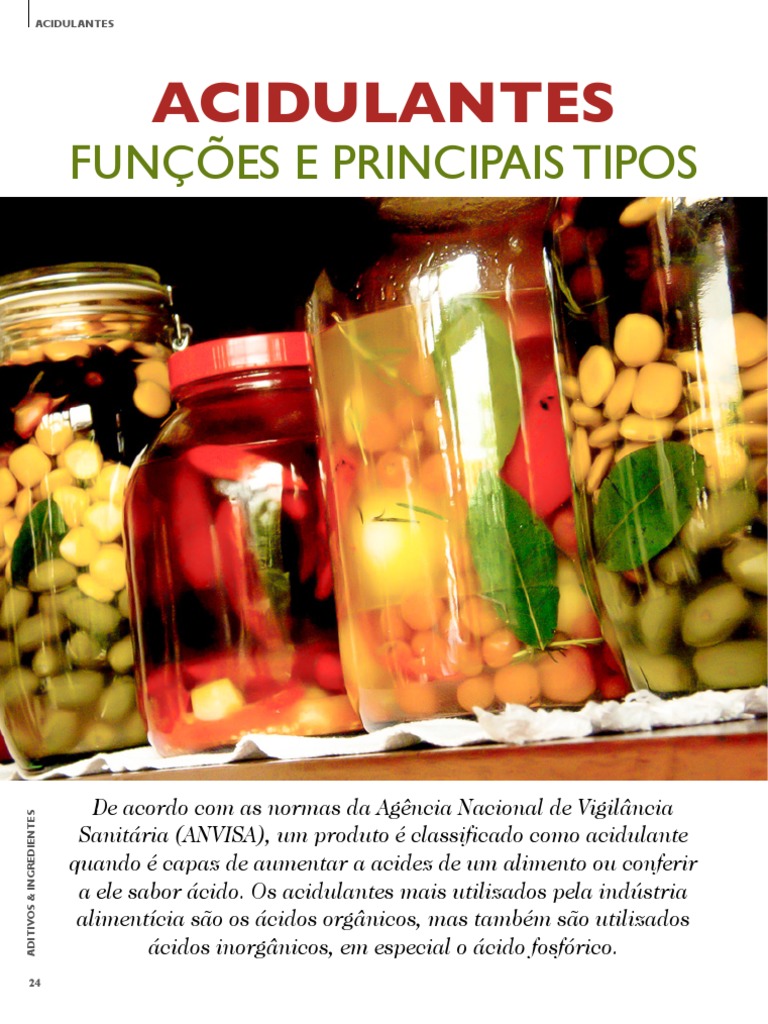 Funções e Tipos de Acidulantes | PDF | Solução-tampão | Bebidas não ...