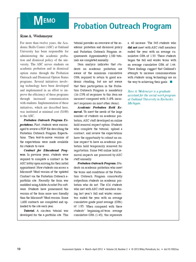 Memo Probation Outreach Program PDF Portable Document Format