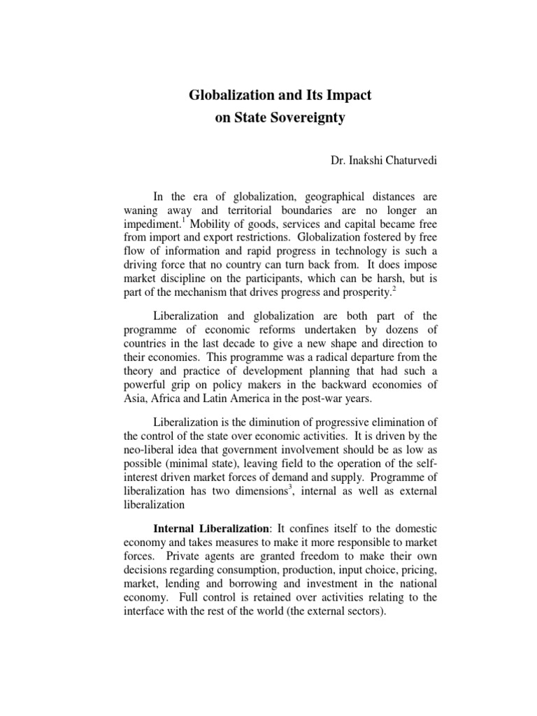 Globalization And Its Impact Pdf Sovereign State Sovereignty