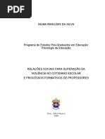 RELAÇÕES SOCIAIS PARA SUPERAÇÃO DA VIOLÊNCIA NO COTIDIANO ESCOLAR E PROCESSOS FORMATIVOS DE PROFESSORES