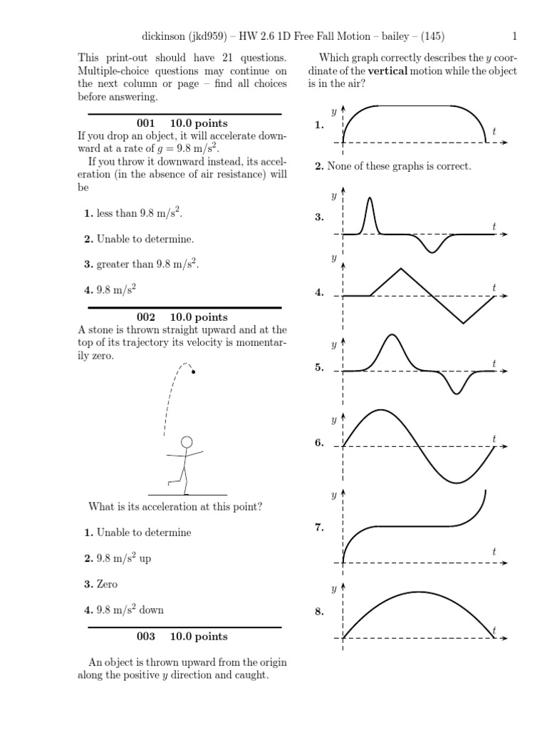 homework(2) acceleration & free fall
