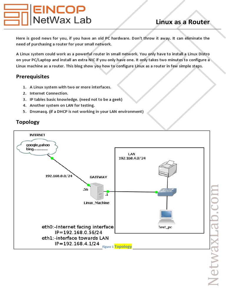 Configuring Linux as a Router | PDF