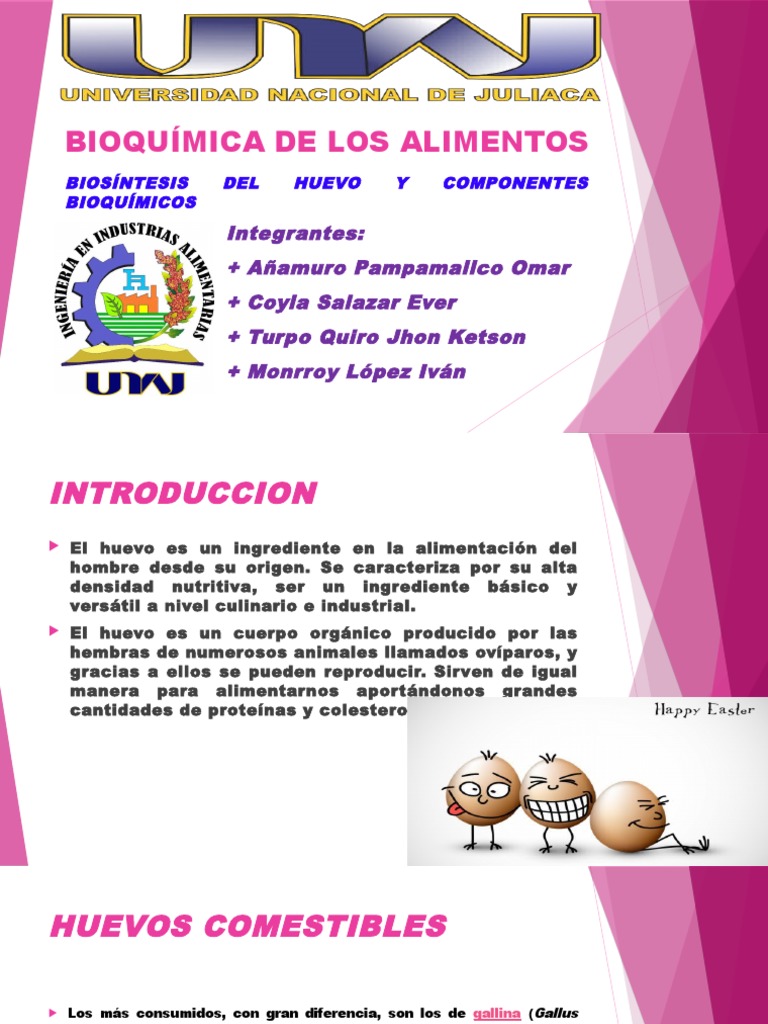 Bioquímica de Los Alimentos Ppt Huevo como alimento