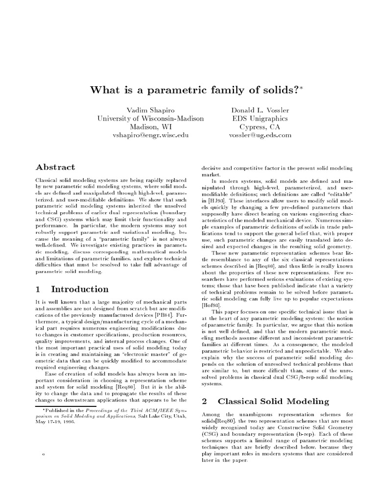 What Is A Parametric Family Of Solids Pdf Areas Of Computer Science