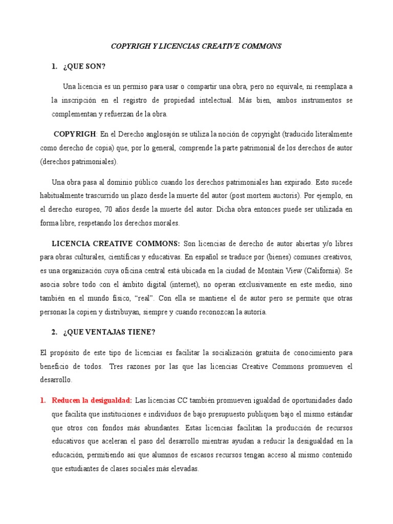 Copyrigh y Licencias Creative Commons | PDF | Creative Commons | Autor