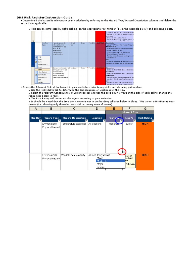 OHS Risk Register Guide for Workplaces | PDF | Personal Protective ...