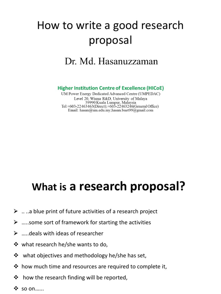 Lecture 5.1 How To Write A Good Research Proposal | PDF | Literature ...