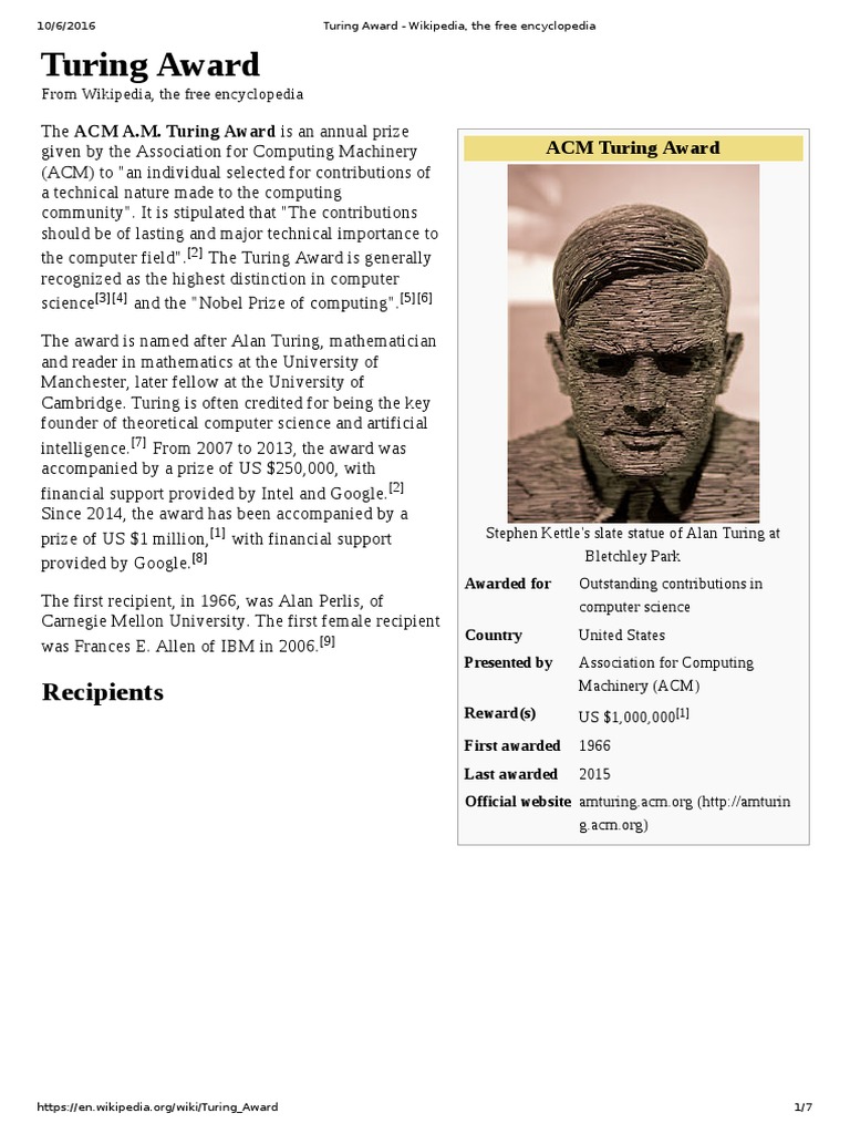 Turing Award Pdf Computer Science Science