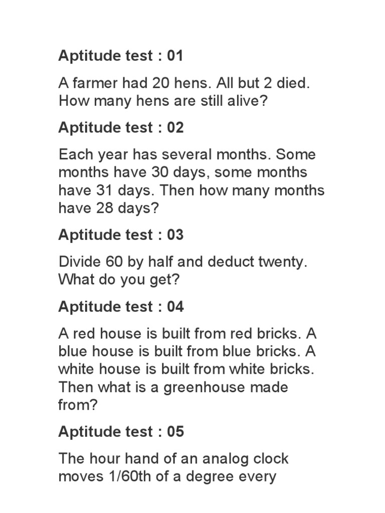aptitude test 2 Question Clock