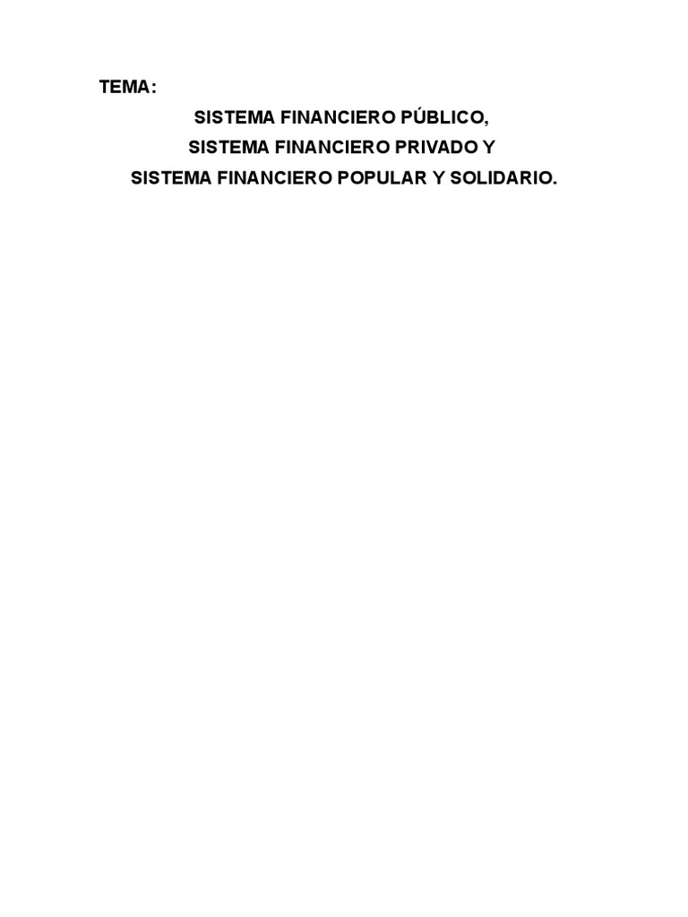 Sistema Financiero Popular y Solidario | PDF | Sistema financiero | Bancos