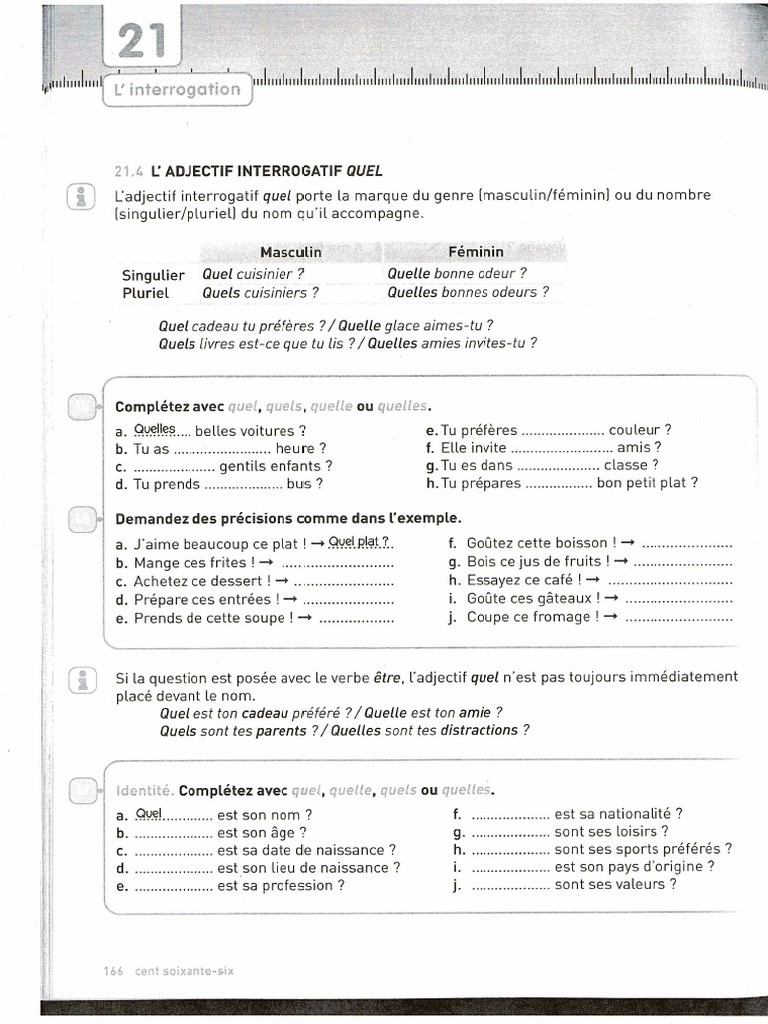 Exercice Cm2 Quels Quel Quelles Qu elle Pdf Exercices Adjectifs Interrogatifs Revision Verbes | PDF