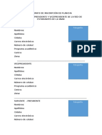 Formato de Inscripcion de Plancha