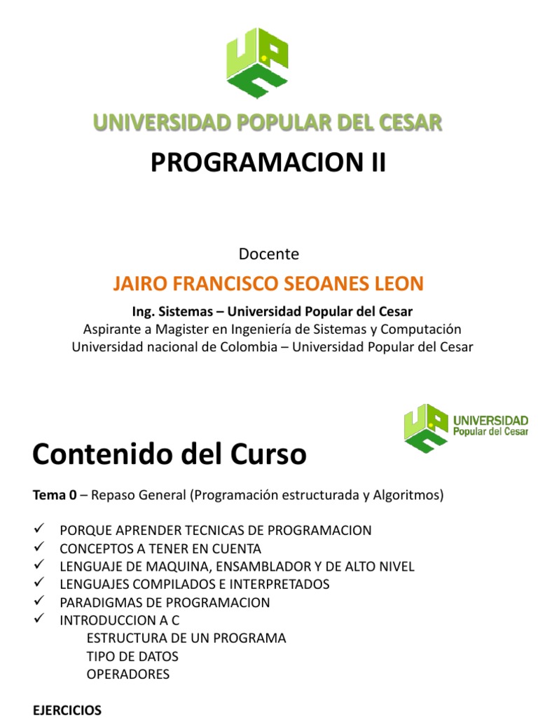 Sesion 1 - Repaso General Programacion I | PDF | Lenguaje de ...