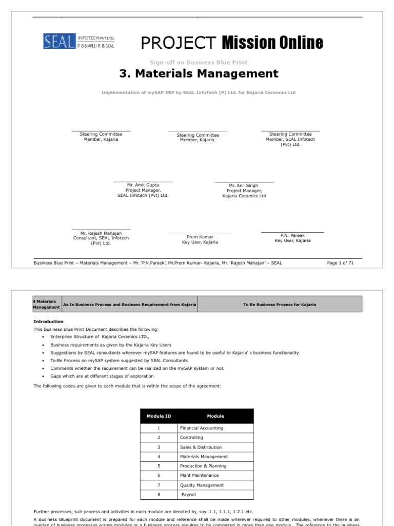 Project Mission Online: 3. Materials Management | PDF