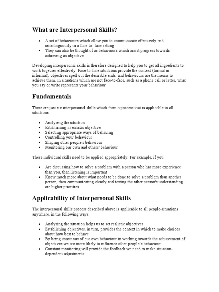 Interpersonal Skills Essentials | PDF | Social Skills | Behavior