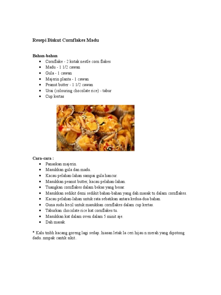 Biskut Cornflakes Madu Pdf