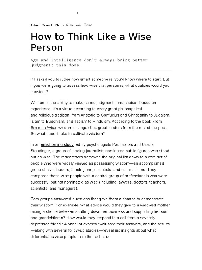 Cultivating Wisdom in Decision-Making | PDF