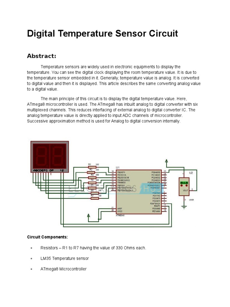 Digital Temperature Sensor Circuit: Abstract | PDF