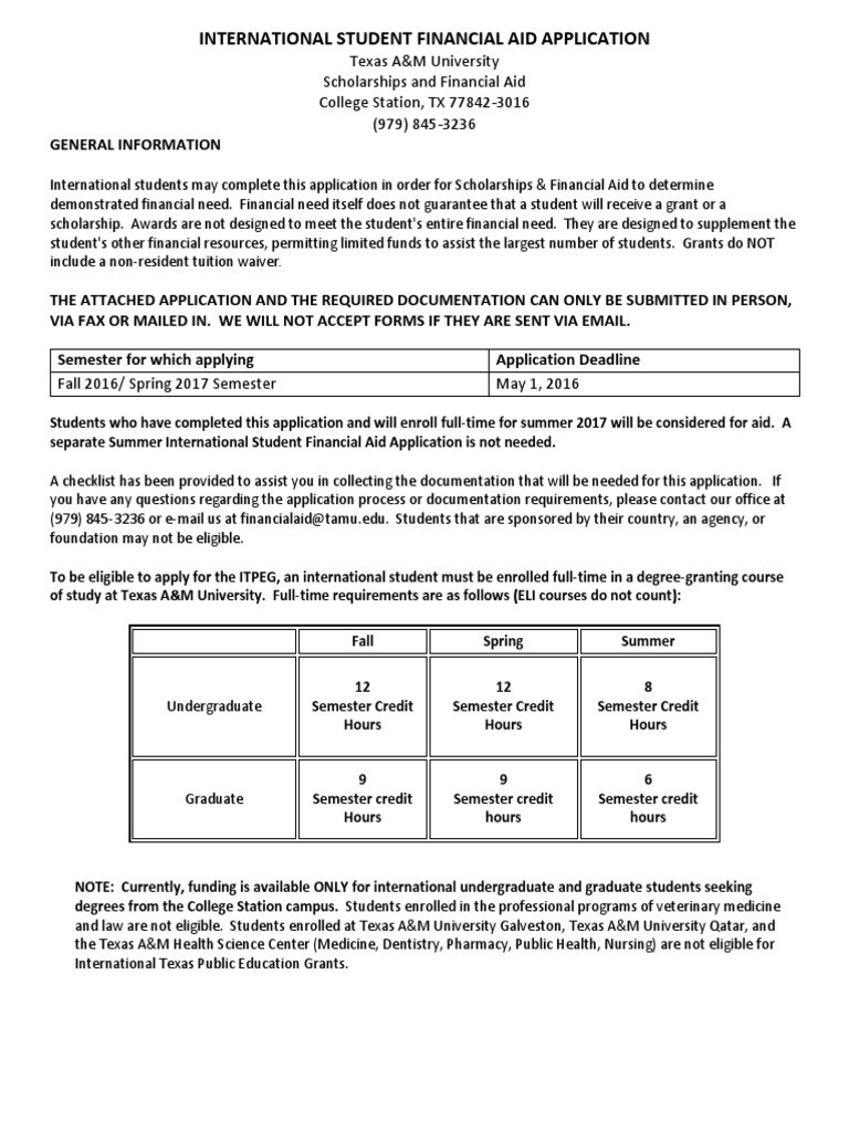 International Student Financial Aid Application | PDF | Tax Return ...