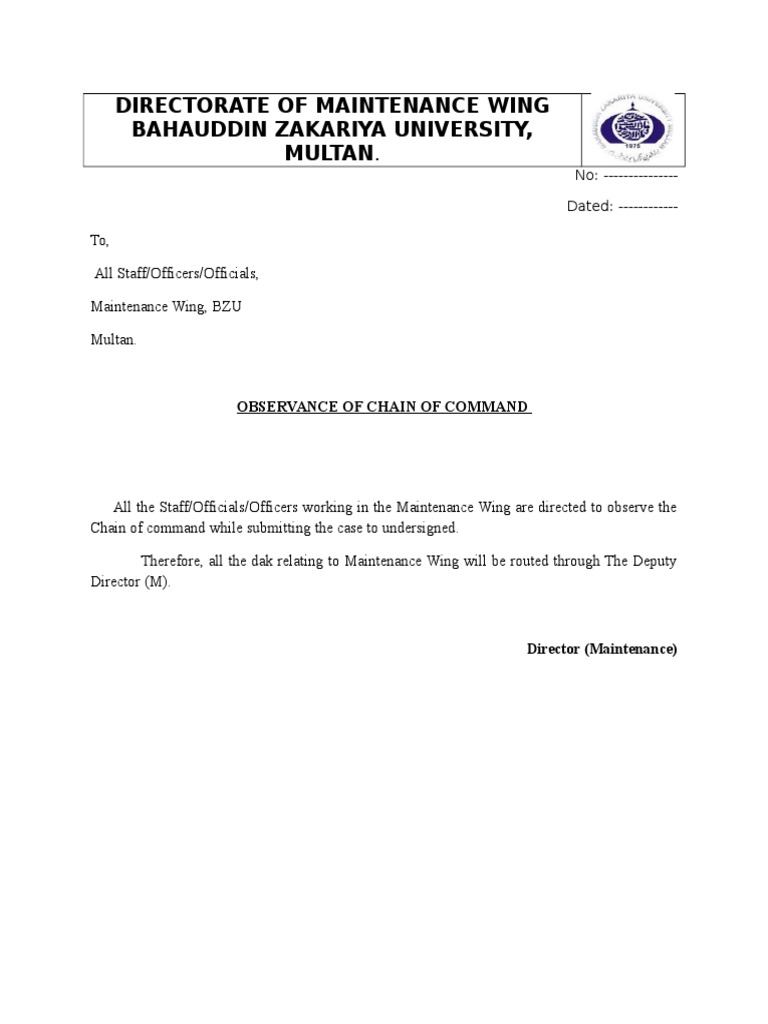 Maintenance Wing Chain of Command Notice | PDF