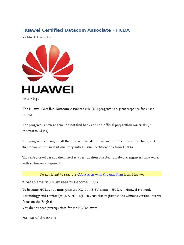 Huawei Certified Datacom Associate Exam Guide | PDF | Internet Protocol ...