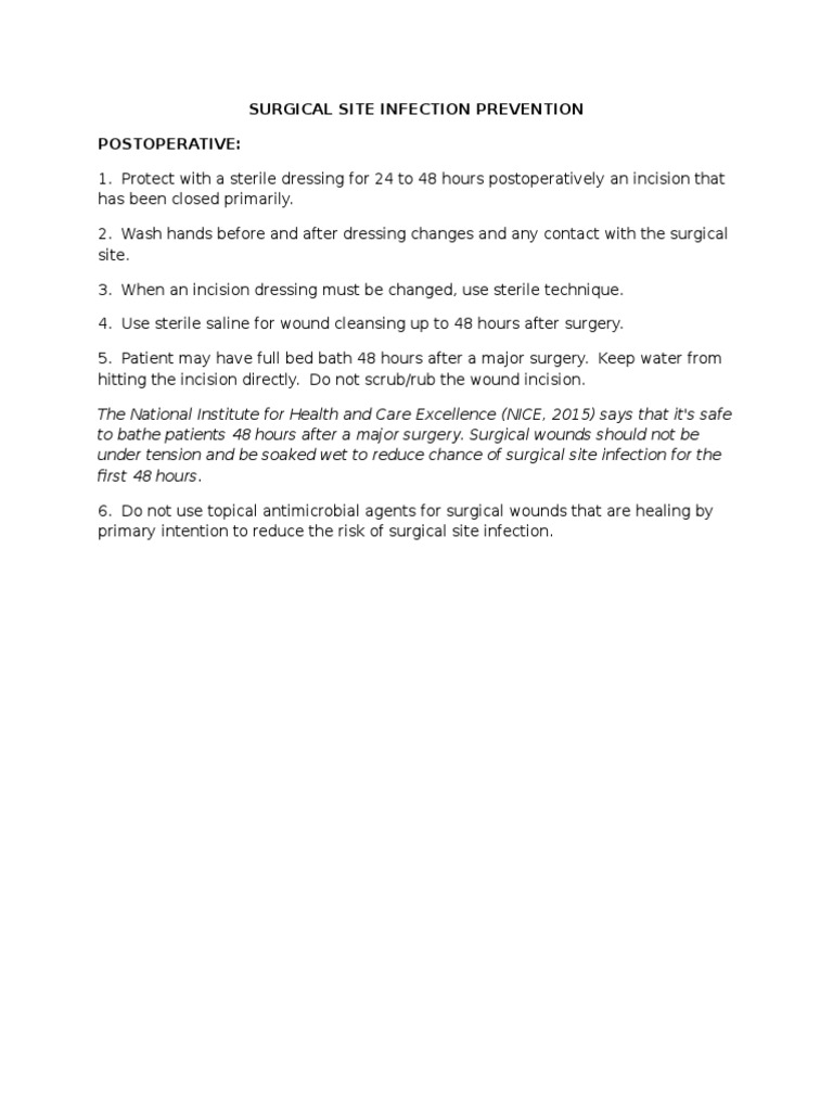 Surgical Site Infection Prevention | PDF