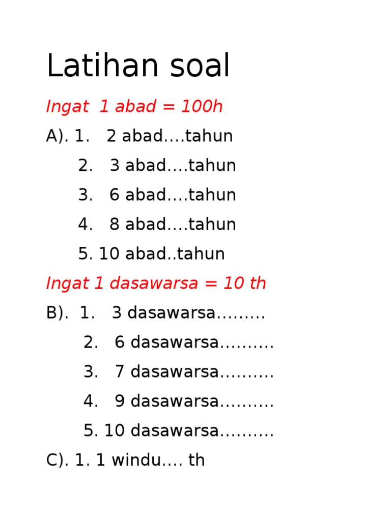 Latihan Soal Satuan Waktu 
