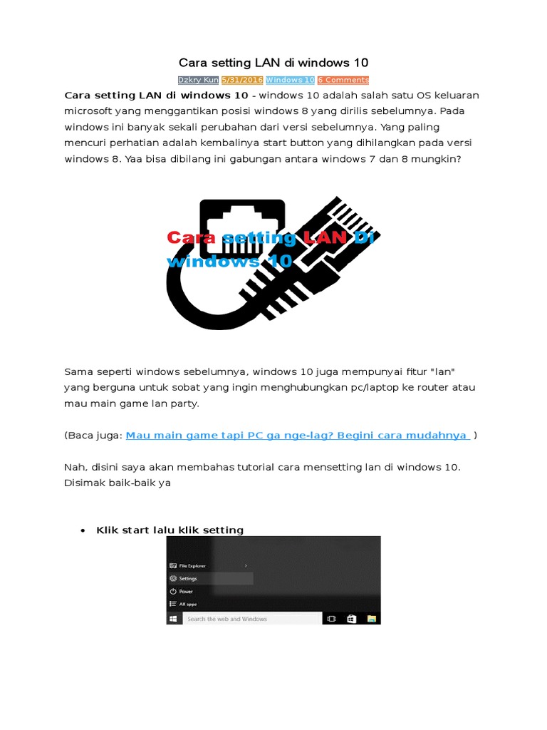 Cara Setting LAN Di Windows 10