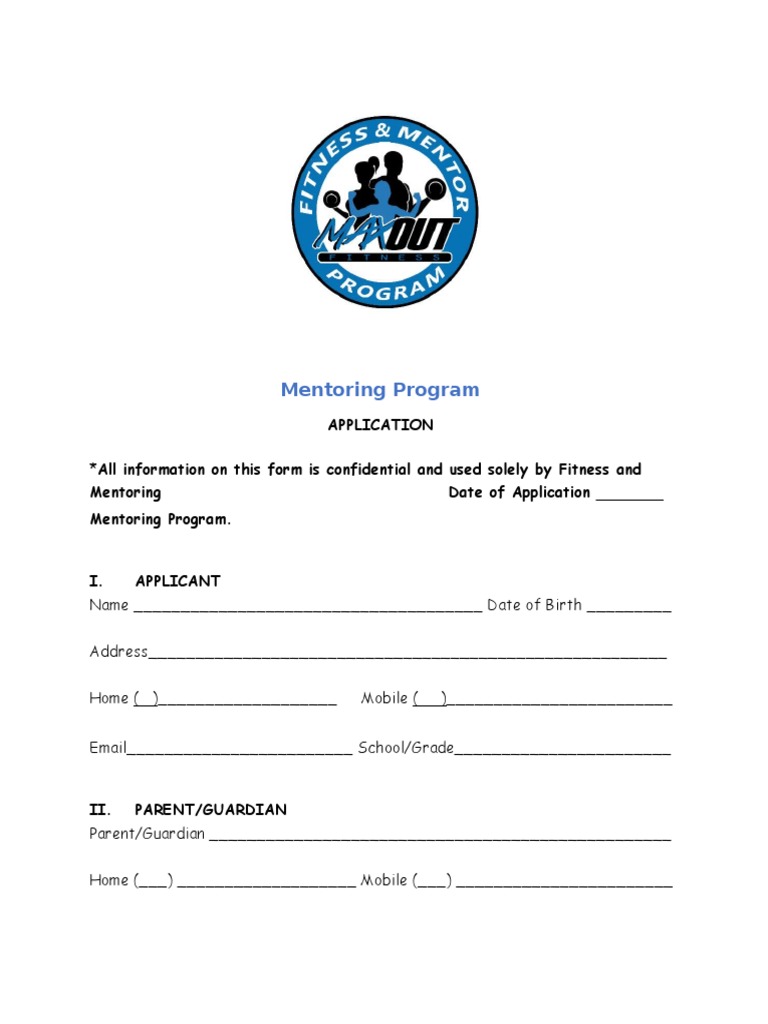 Fitness and Mentoring Program Application | PDF