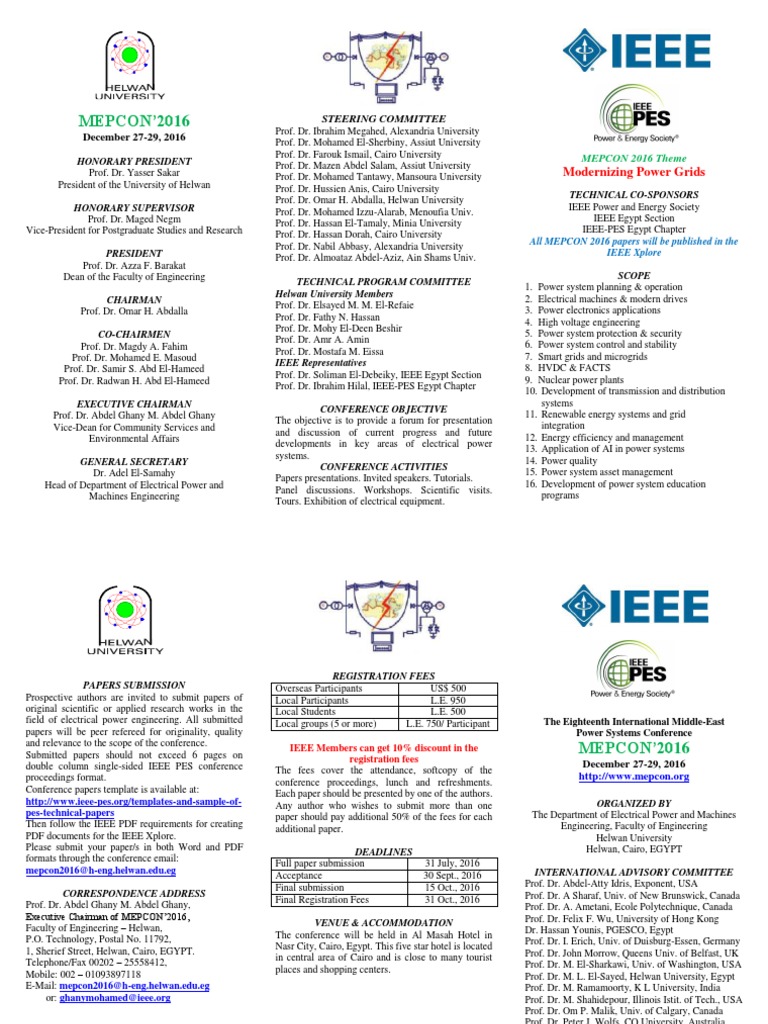 Mepcon 2016 Cfp 2 Pdf Electric Power System Institute Of