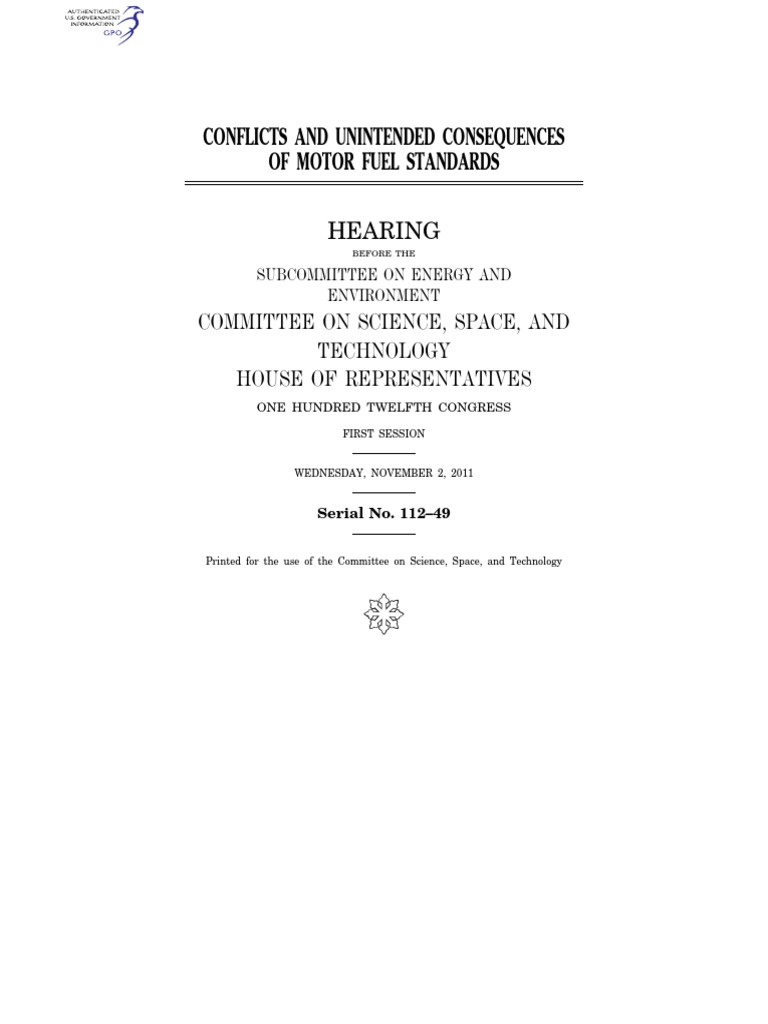 Conflicts and Unintended Consequences of Motor Fuel Standards PDF Clean Air Act (United